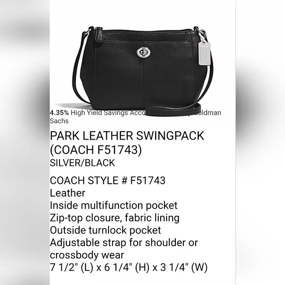 Coach Black Leather Shoulder Bag - Picture 7 of 7